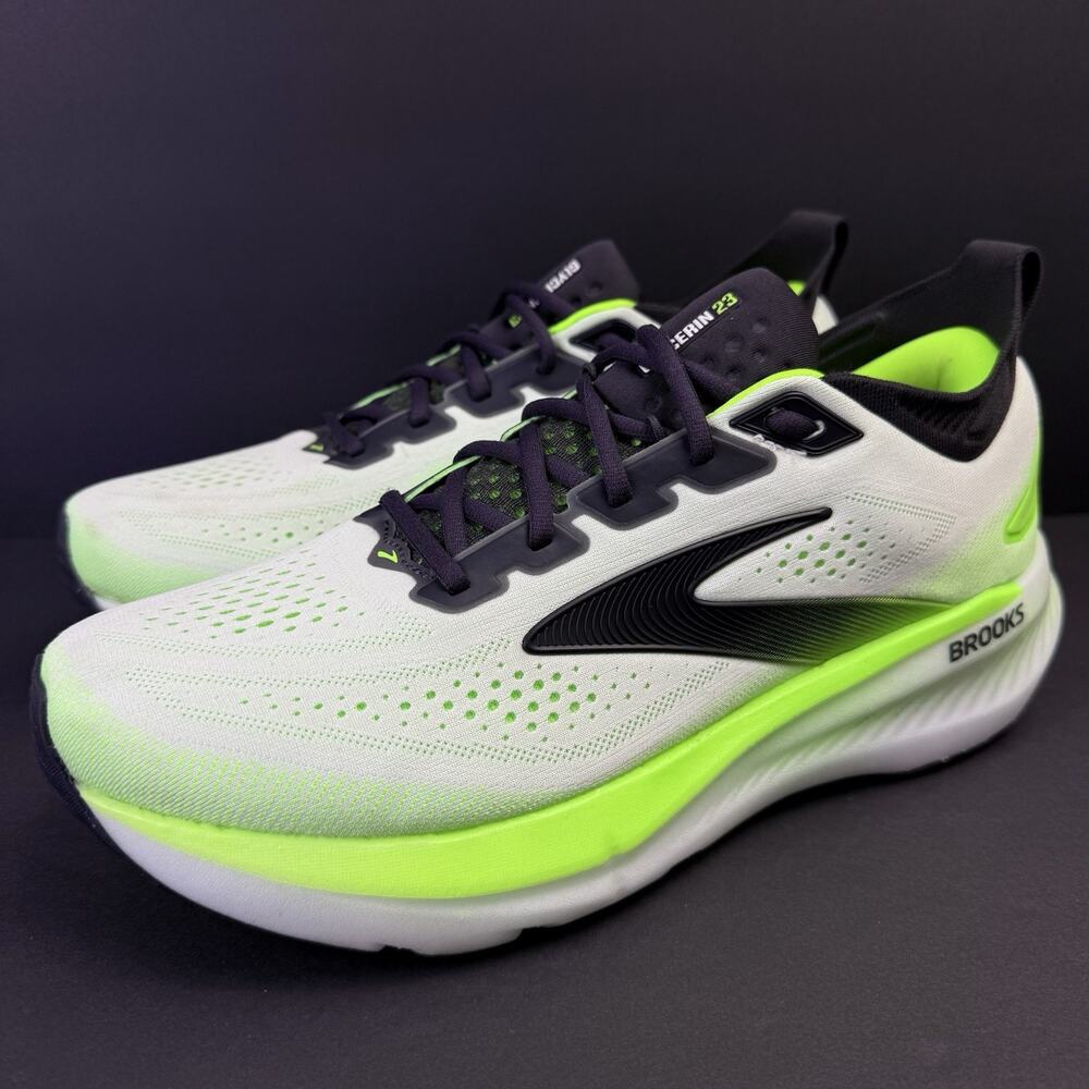 Brooks Glycerin 23 Men’s 10.5 White Green Running Shoes 1104761D154